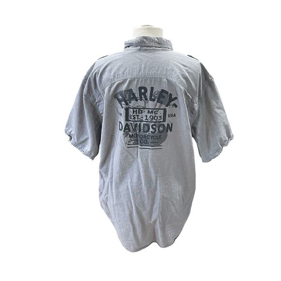 Harley Davidson Mechanic Shirt Gray Button Up Work Shirt Men’s Size 2XL -Moto - Picture 2 of 12